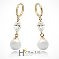 14K 물방울 진주 원터치 귀걸이(8mm)