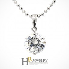 14K 화이트 쥬니 8mm 큐빅 펜던트